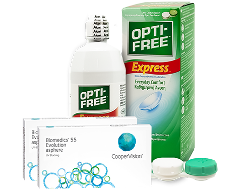 Lentes de Contato Biomedics 55 Evolution + Opti-Free Express - Packs