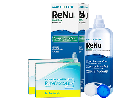 Lentes de Contato Purevision2 for Presbyopia + Renu Multiplus - Packs