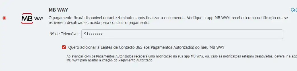 Pagamentos Autorizados MB WAY
