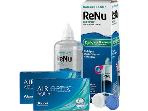 Lentes de Contato Air Optix Aqua + Renu Multiplus - Packs