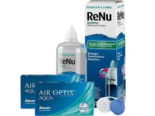 Lentes de Contato Air Optix Aqua + Renu Multiplus - Packs