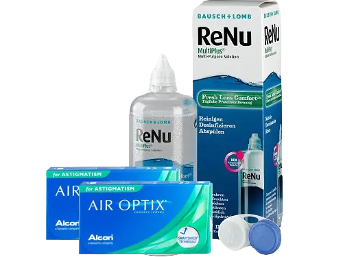 Lentes de Contato Air Optix for Astigmatism + Renu Multiplus - Packs