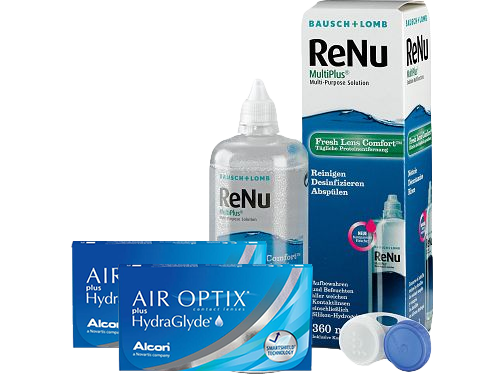 Lentes de Contato Air Optix Plus HydraGlyde + Renu Multiplus - Packs