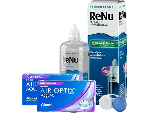 Lentes de Contato Air Optix Aqua Multifocal + Renu Multiplus - Packs