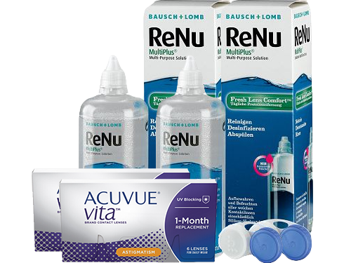 Lentes de Contato Acuvue Vita for Astigmatism + Renu Multiplus - Packs
