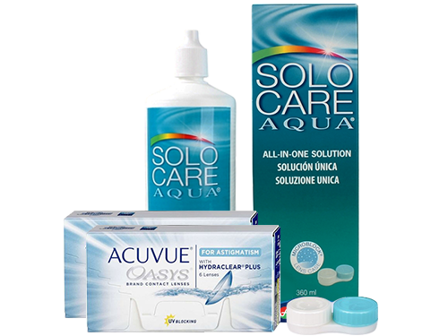 Lentes de Contato Acuvue Oasys for Astigmatism + Solo Care Aqua - Packs
