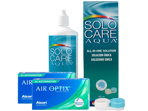 Lentes de Contato Air Optix for Astigmatism + Solo Care Aqua - Packs