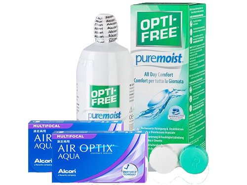 Lentes de Contato Air Optix Aqua Multifocal + Opti-Free PureMoist - Packs