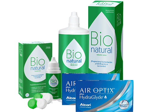Lentes de Contato Air Optix Plus HydraGlyde + BioNatural - Packs