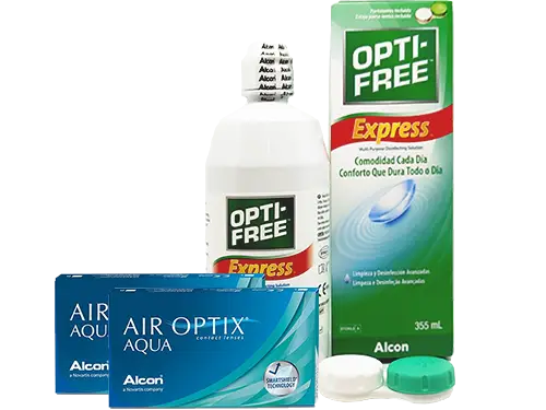 Lentes de Contato Air Optix Aqua + Opti-Free Express - Packs