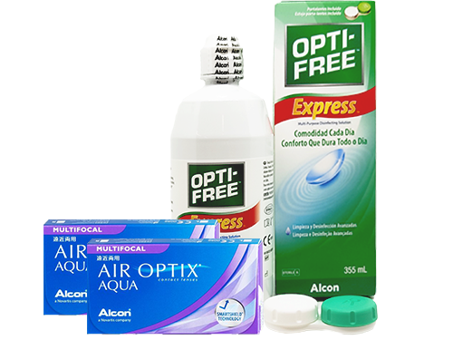 Lentes de Contato Air Optix Aqua Multifocal + Opti-Free Express - Packs