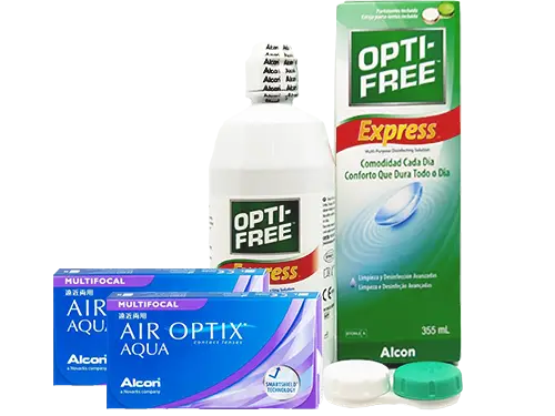 Lentes de Contato Air Optix Aqua Multifocal + Opti-Free Express - Packs