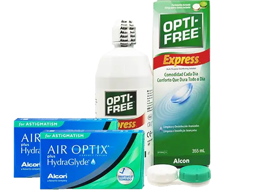 Lentes de Contato Air Optix Plus HydraGlyde for Astigmatism + Opti-Free Express - Packs