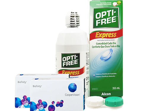 Lentes de Contato Biofinity + Opti-Free Express - Packs