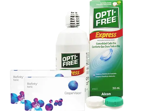 Lentes de Contato Biofinity Toric + Opti-Free Express - Packs