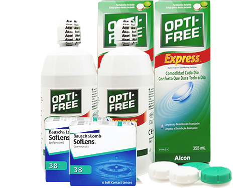 Lentes de Contato Soflens 38 + Opti-Free Express - Packs