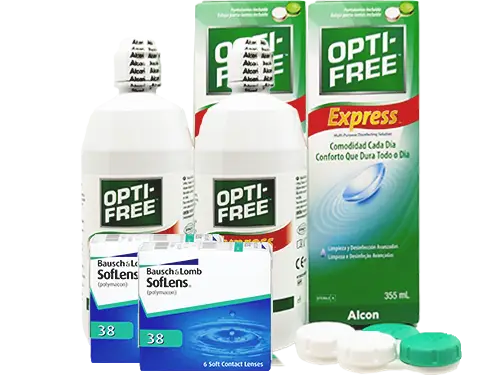 Lentes de Contato Soflens 38 + Opti-Free Express - Packs