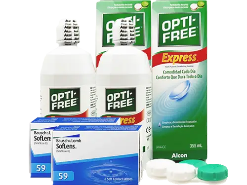 Lentes de Contato Soflens 59 + Opti-Free Express - Packs