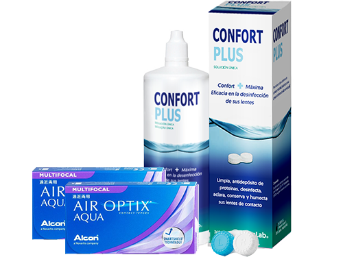 Lentes de Contato Air Optix Aqua Multifocal + Confort Plus - Packs