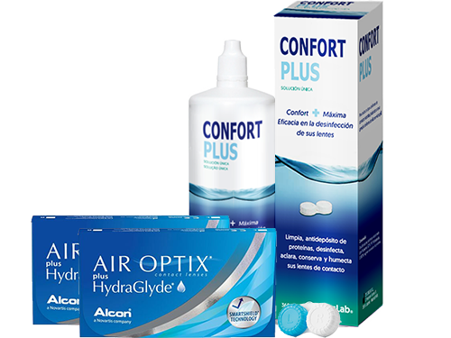 Lentes de Contato Air Optix Plus HydraGlyde + Confort Plus - Packs
