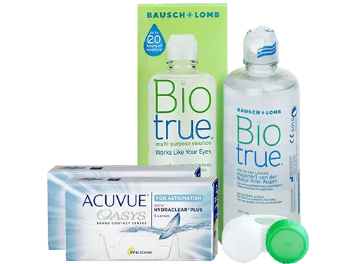 Lentes de Contato Acuvue Oasys for Astigmatism + Biotrue - Packs