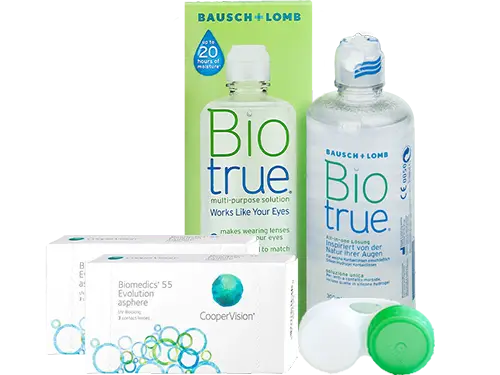 Lentes de Contato Biomedics 55 Evolution + Biotrue - Packs