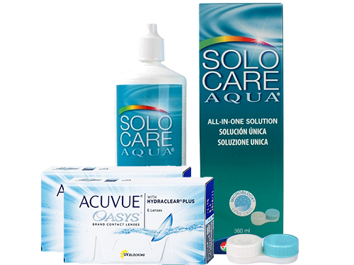 Lentes de Contato Acuvue Oasys + Solo Care Aqua - Packs