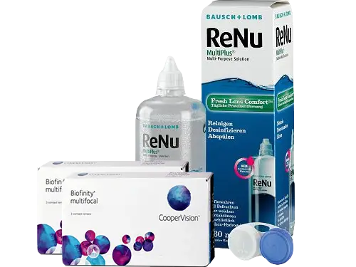 Lentes de Contato Biofinity Multifocal + Renu Multiplus - Packs