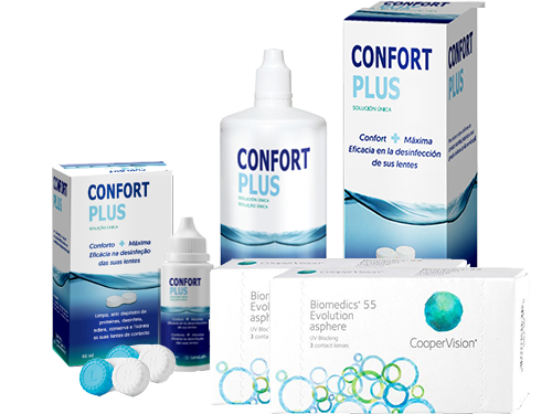 Lentes de Contato Biomedics 55 Evolution + Confort Plus - Packs