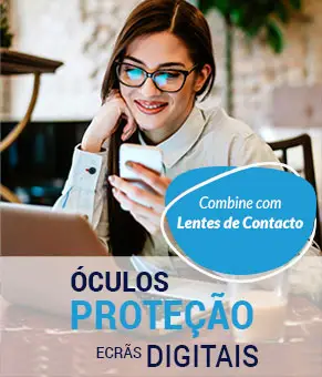 Mulher : Óculos de Proteção de ecrãs digitais