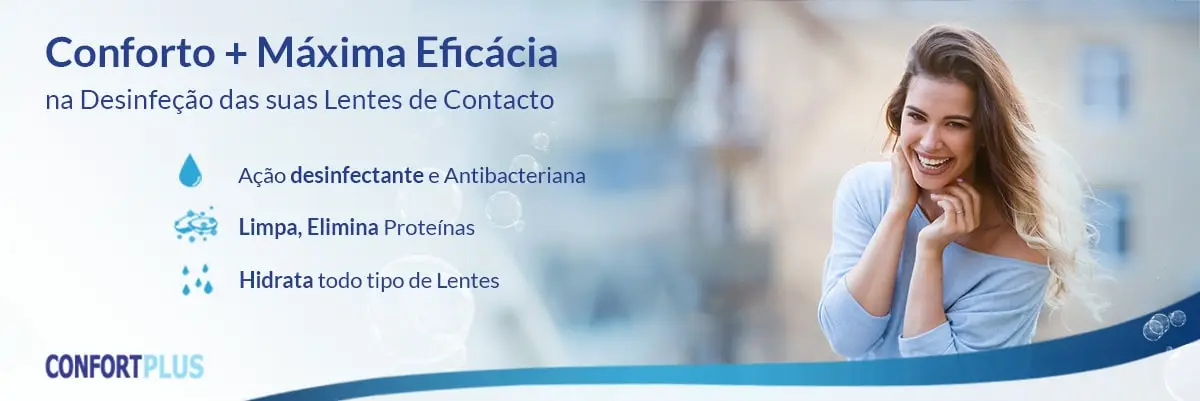 Confort Plus Máxima Eficácia na desinfeção das suas lentes de contacto