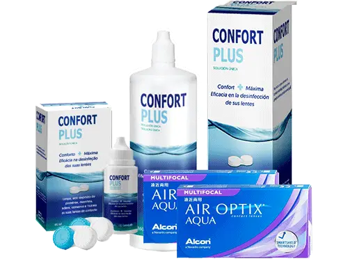 Lentes de Contato Air Optix Aqua Multifocal + Confort Plus - Packs
