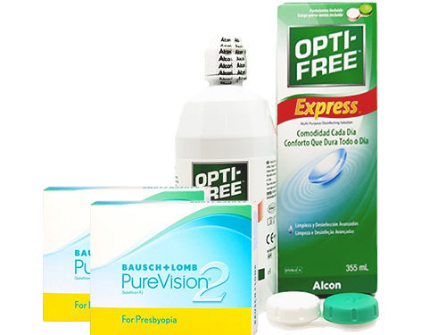 Lentes de Contato Purevision 2 for Presbyopia + Opti-Free Express - Packs