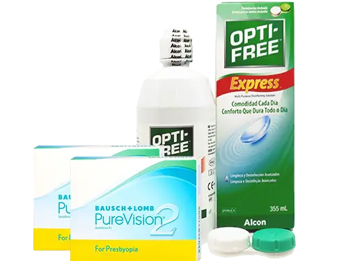 Lentes de Contato Purevision 2 for Presbyopia + Opti-Free Express - Packs