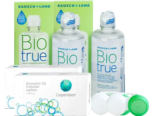 Lentes de Contato Biomedics 55 Evolution + Biotrue - Packs