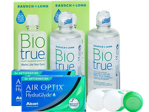 Lentes de Contato Air Optix Plus HydraGlyde for Astigmatism + Biotrue - Packs