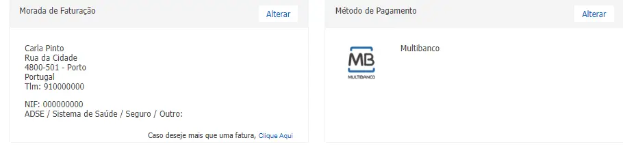 Morada de Faturação Morada de Faturação