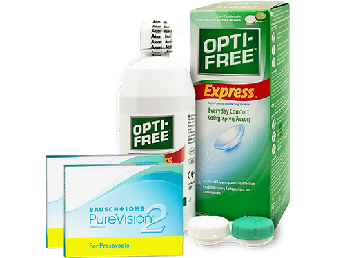 Lentes de Contato Purevision2 for Presbyopia + Opti-Free Express - Packs