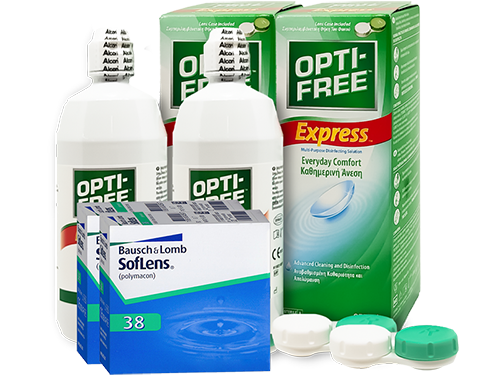 Lentes de Contato Soflens 38 + Opti-Free Express - Packs