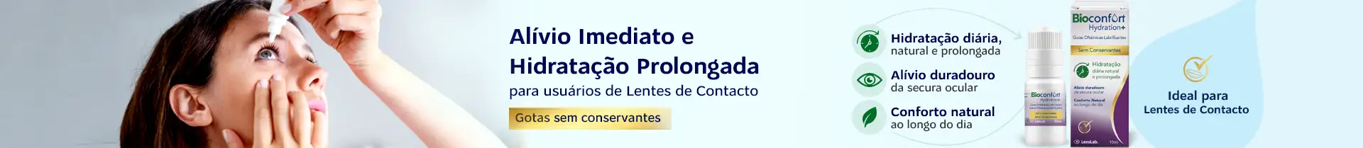 Alívio Imediato e Hidratação Prolongada para usuários de Lentes de Contacto